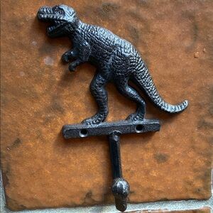 Cast Iron Dinosaur Wall Hook - Blackish Tyranasarus Rex Coat Hook Gym Bag Hook